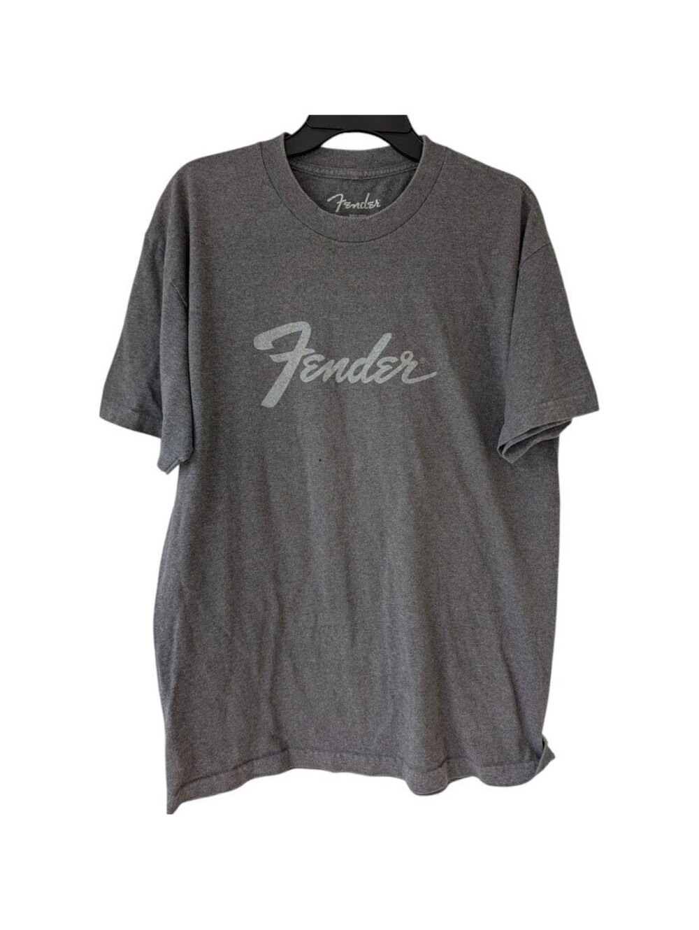 Fender Guitars Logo Graphic T-Shirt Mens Large Charcoal Gray Cotton Tee 21.5x29